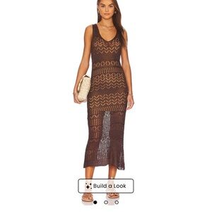 Elegant Brown Crochet Dress